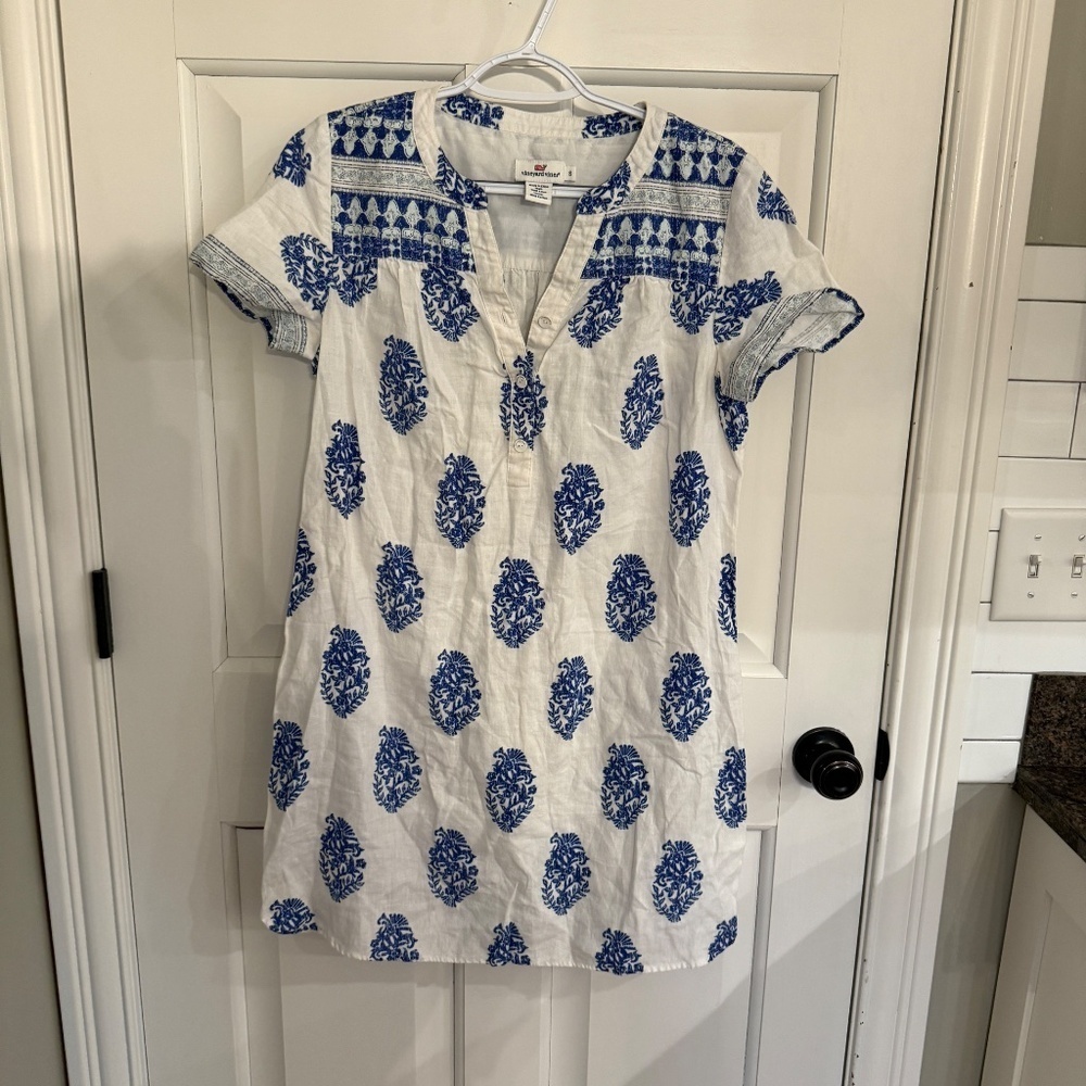 Vineyard Vines Batik Dress Blue/White 45370